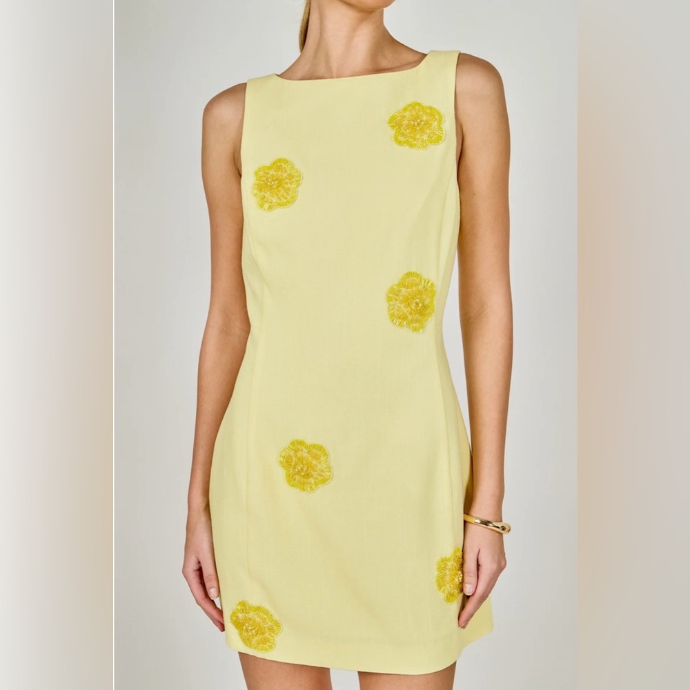 Endless Rose - Embellished Linen Mini Dress with Open Back - Size: S - NWT!